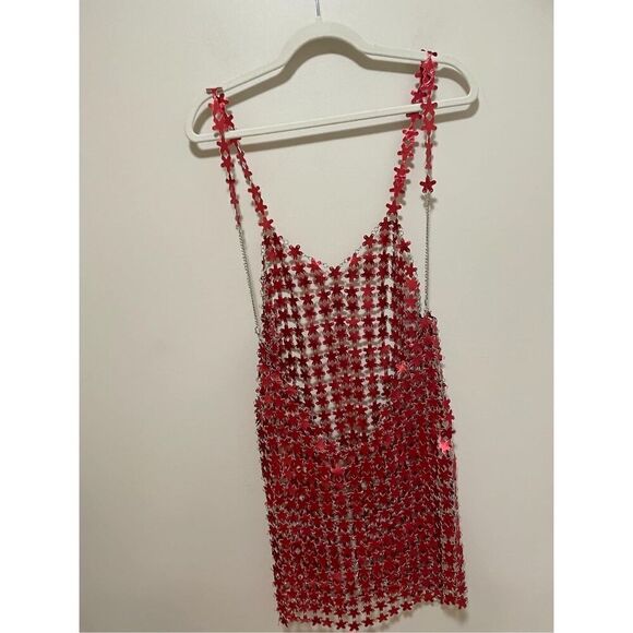 New Urban Outfitters Metallic Flower Dress Size XS - Picture 2 of 6